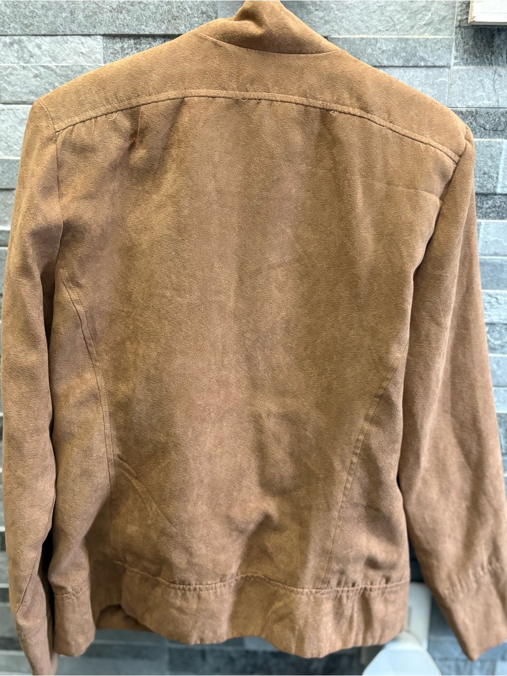 Christopher & Banks Tan Ruffle-Front Suede Jacket - Picture 2 of 3